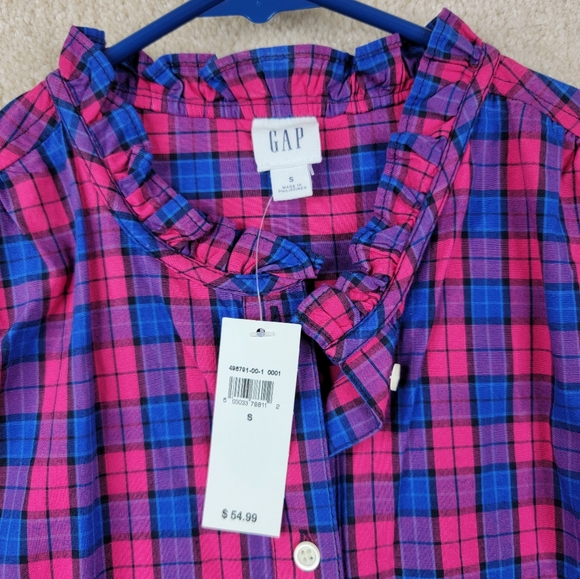 Gap Women's Plaid Long Sleeve Button Up Shirt Size Small - Picture 2 of 5